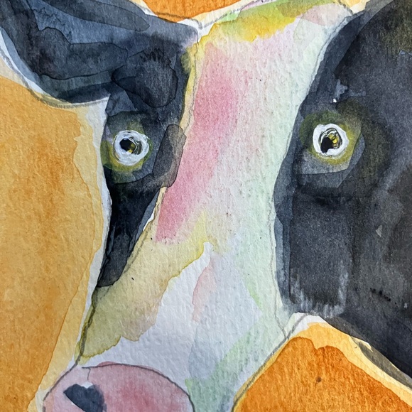 Cow”An Original Watercolor /Mixed Media Painting Matted 5"x7"Victoria Heisler - Picture 5 of 9